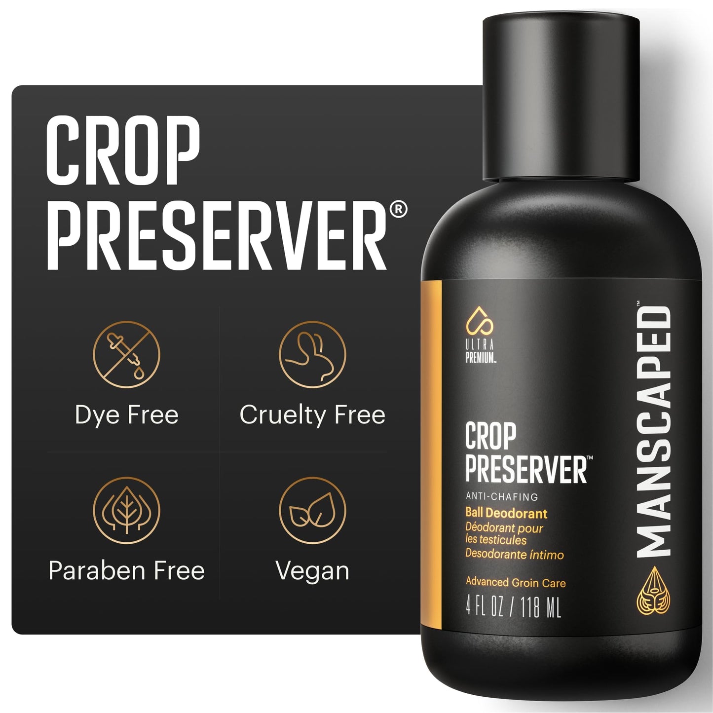 MANSCAPED® The Crop Preserver®, Men's Ball Deodorant, Male Care Hygiene Moisturizer, Anti-Chafing Groin Protection with Cooling Aloe Vera, Refined® Beauty and Personal Care MANSCAPED