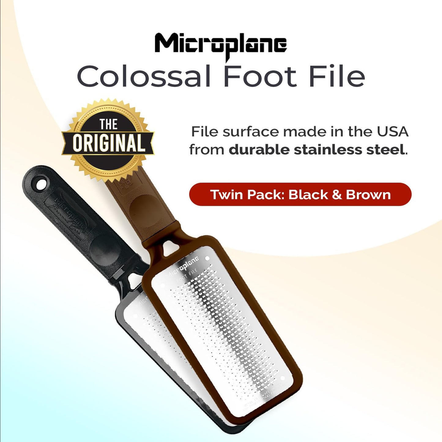 Microplane Colossal Foot File, Black and Brown - The Original Stainless-Steel Foot Scraper, Dead Skin/Callus Remover for Feet, Foot Scrubber, Pedicure Beauty & Personal Care Microplane