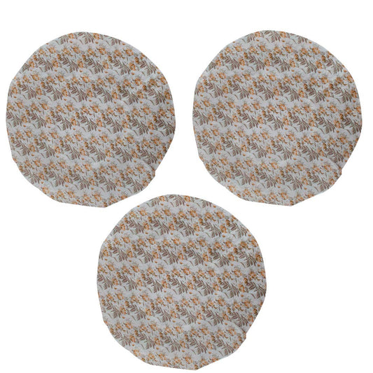 Ruilogod Floral Pattern Women Elastic Band Shower Bath Hat Cap 3pcs Beige Brown (id: 3c8 f4f 884 c9f 1d7 Beauty and Personal Care Ruilogod