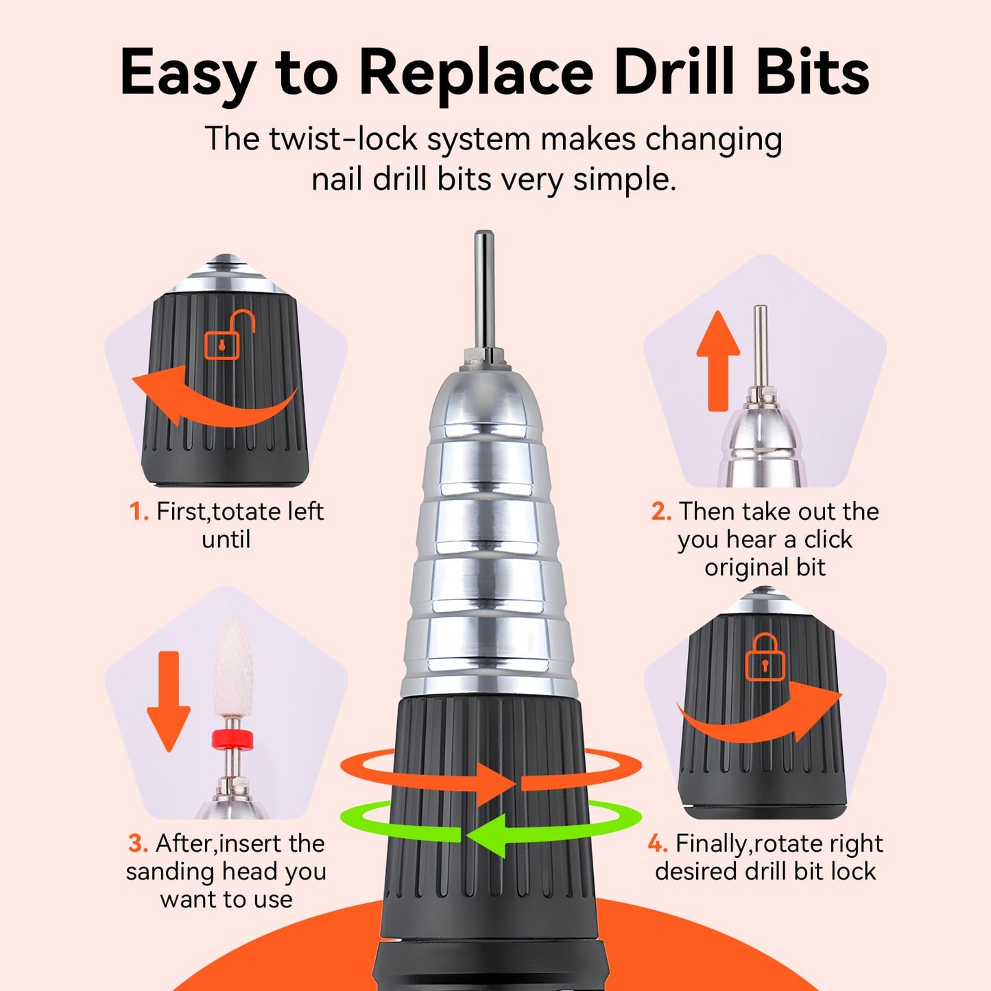 Makartt Nail Drill Handpiece for Up200 Machine:Professional Electric File Remove Gel Polish Poly Nail Gel Black B-05 Removing for Removing Acrylic Beauty & Personal Care Makartt