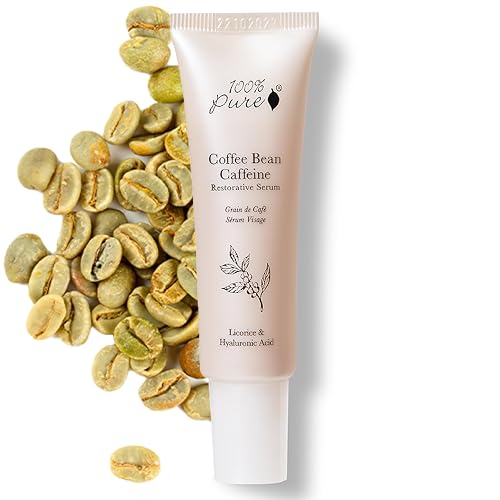 100% PURE Coffee Bean Face Serum EGCG, Licorice Root & Hyaluronic Acid Drops - Tighten, Brighten & Protect Daily Liquid Caffeine For Faded Skin Beauty & Personal Care 100% PURE