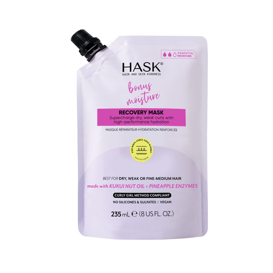 HASK Bonus Moisture Recovery Mask with Kukui Nut Oil & Pineapple Enzymes for Wavy, Curly, Coily & Kinky Hair, Hydrates, Softens, Prevents Damage Beauty & Personal Care HASK
