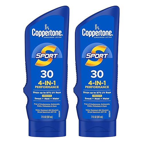 Coppertone Sport Sunscreen Lotion SPF 30, Sweat, Heat and Water Resistant Sunblock, Lightweight, Oxybenzone Free, Sunscreen Twin Pack, 7 Fl Oz Bottle Beauty & Personal Care Coppertone