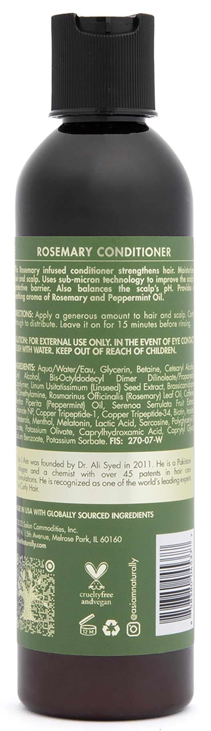 As I Am Rosemary Conditioner 8 oz - with Biotin & Saw Palmetto