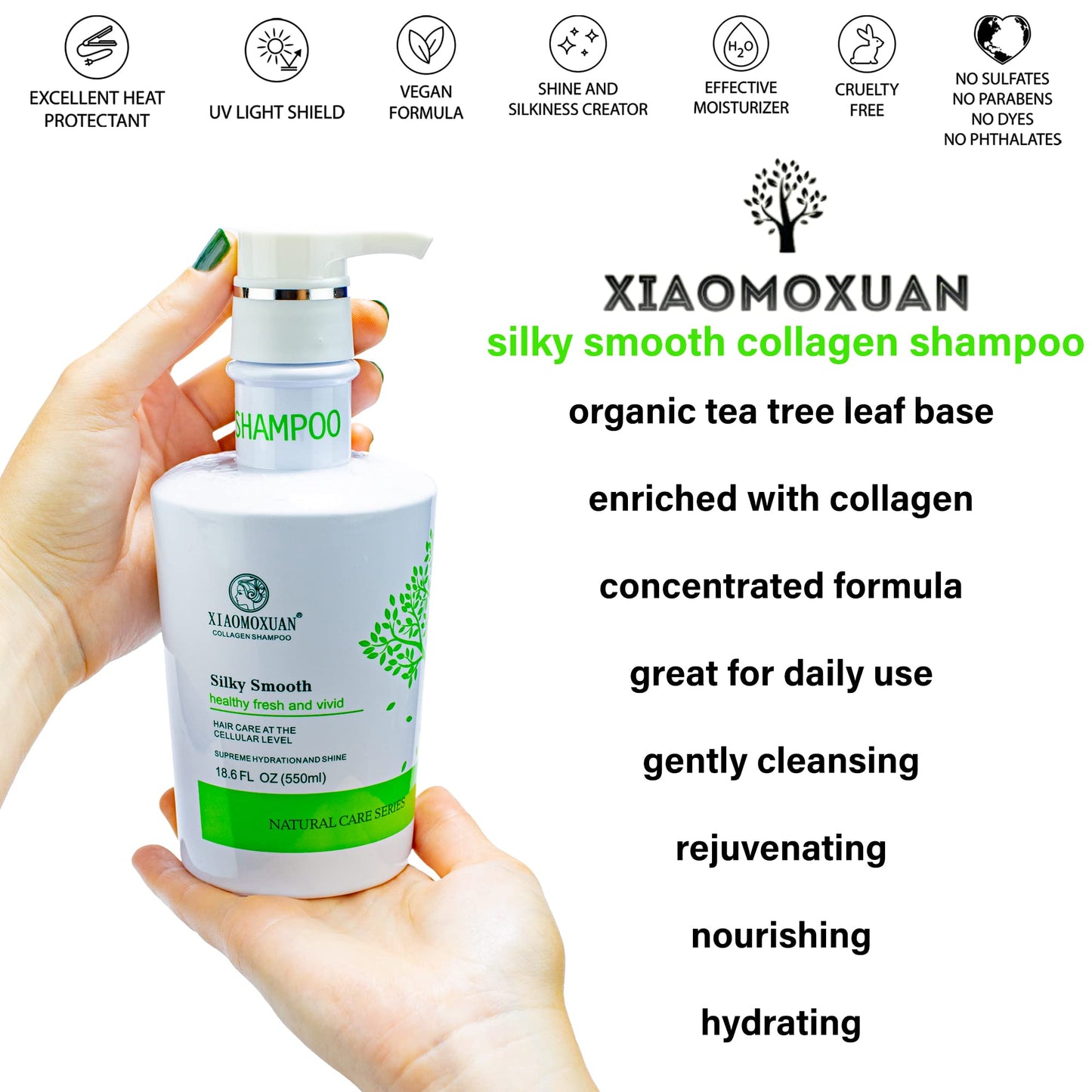 Xiaomoxuan Organic Collagen Tea Tree Deep Conditioning Hair Mask and Natural Cleansing Shampoo Build-Up Remover Set for Moisturizing and Split End Beauty & Personal Care Xiaomoxuan