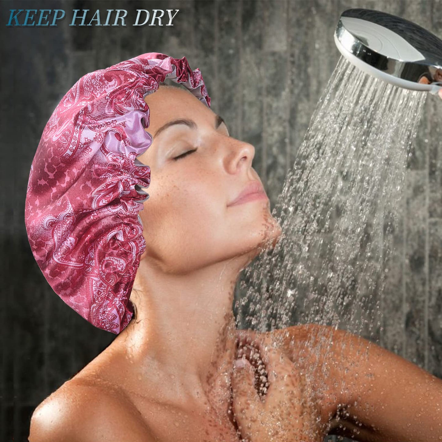 Shower Caps for Women, Extra Large Adjustable Waterproof Reusable Shower Cap, Hair Cap for Shower Hat for Women Girls Long Thick Hair, Bath Caps Beauty & Personal Care Fishent