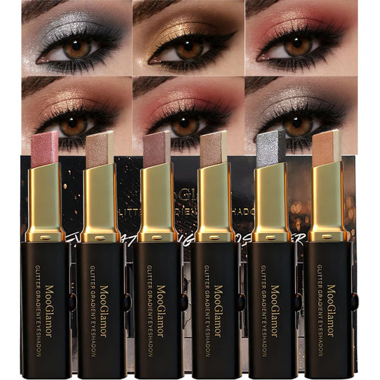 MooGlamor 6 Pcs Glitter Eye Shadow Stick Shimmer Eye Shadow Set with Two-Color Gradient and Waterproof Eyeshadow Pen for Long Lasting Eye Makeup Gift Beauty and Personal Care MooGlamor Default Title