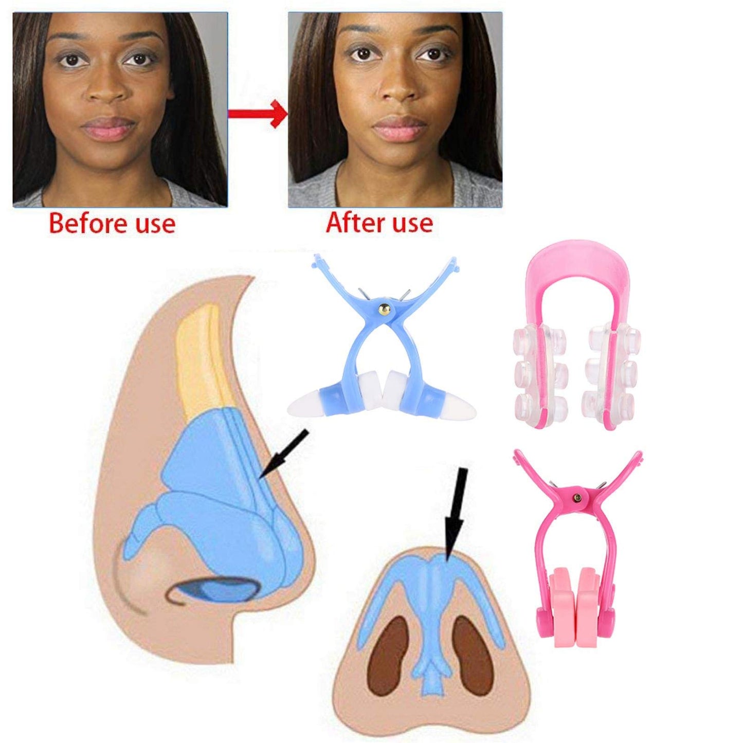 Nose Up Shaping Clip Shaper Kit, 3Pcs/Set Massager Roll Slimmer for Bridge Straightening Correction, Higher Set Face Beauty Tool Beauty and Personal Care Semme