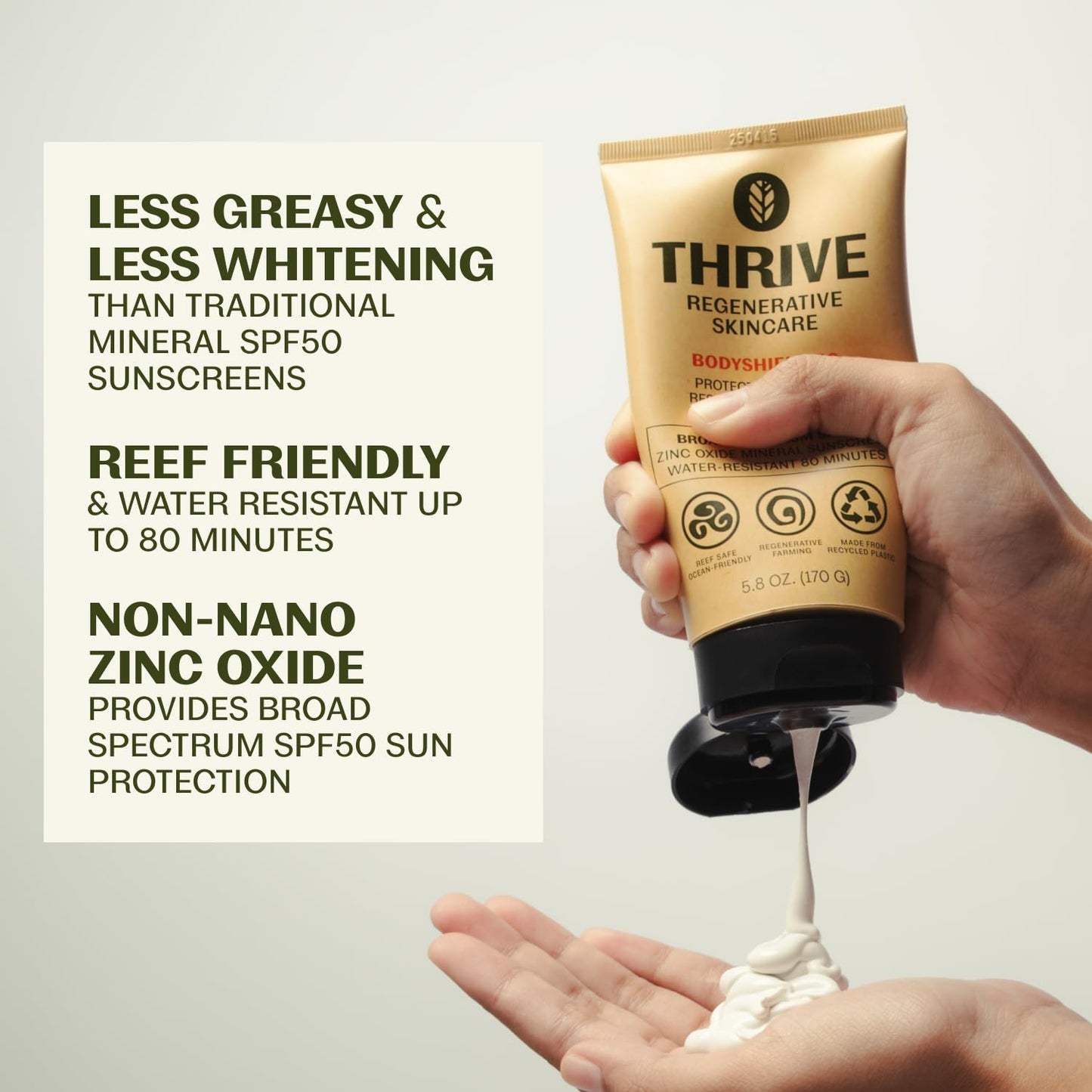 Thrive Natural Care Reef Safe Sunscreen SPF50 - Hawaii 104 Reef Act Compliant - Mineral Sunscreen Non-Nano Zinc Oxide - Vegan, (5.8 Oz (Pack of 1)) Beauty and Personal Care Thrive Natural Care