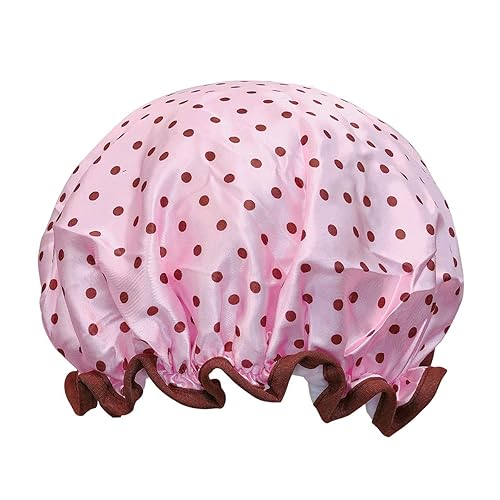 allydrew Reusable Women's Waterproof Shower Caps for Long Hair, Pink Polka Dots Beauty & Personal Care allydrew