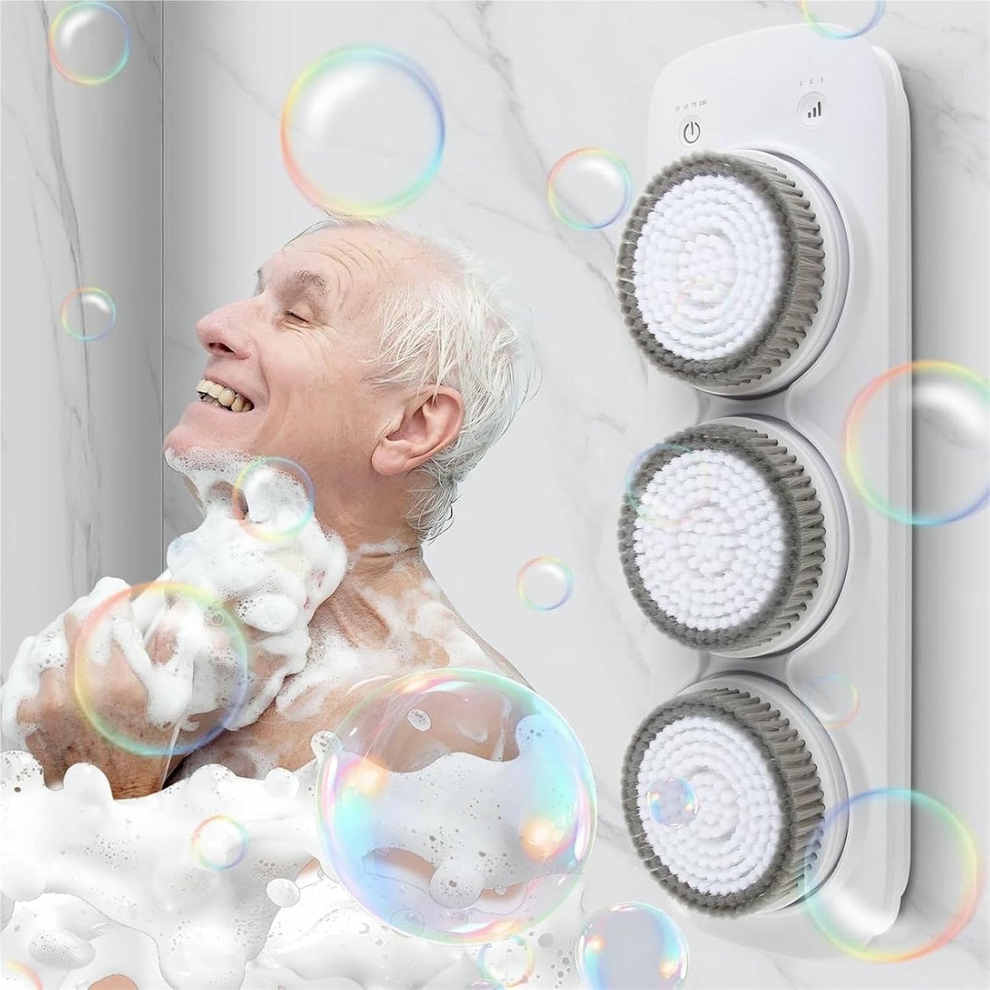 KFJZGZZ Back Scrubber for Shower Wall, 3-Speed & Height Adjustment Wall-Mounted Electric Back Scrubber, for Deep Cleansing, Exfoliation, and Daily Beauty and Personal Care KFJZGZZ