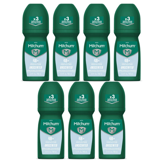 Mitchum Invisible Anti-Perspirant & Deodorant Roll-On, Unscented 3.4 oz (Pack of 7) Beauty and Personal Care Mitchum