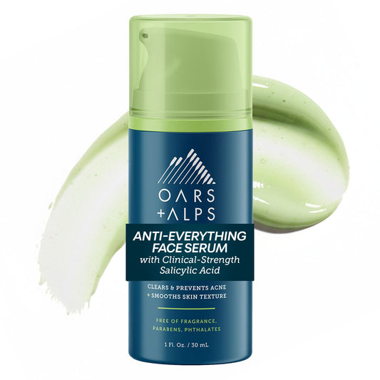 Oars + Alps Anti-Everything Face Serum for Men, Salicylic & Glycolic Acid, Reduces Acne, Fine Lines & Large Pores, Anti-Aging & Fragrance-Free, 1 Fl Beauty & Personal Care Oars + Alps