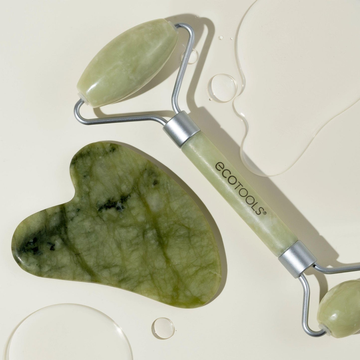 EcoTools Beauty Skin Care Tool Jade Facial Roller and Gua Sha Stone Duo, Face Roller and Massager, Skincare and Sculpting Tools, Green, Promotes Beauty & Personal Care EcoTools