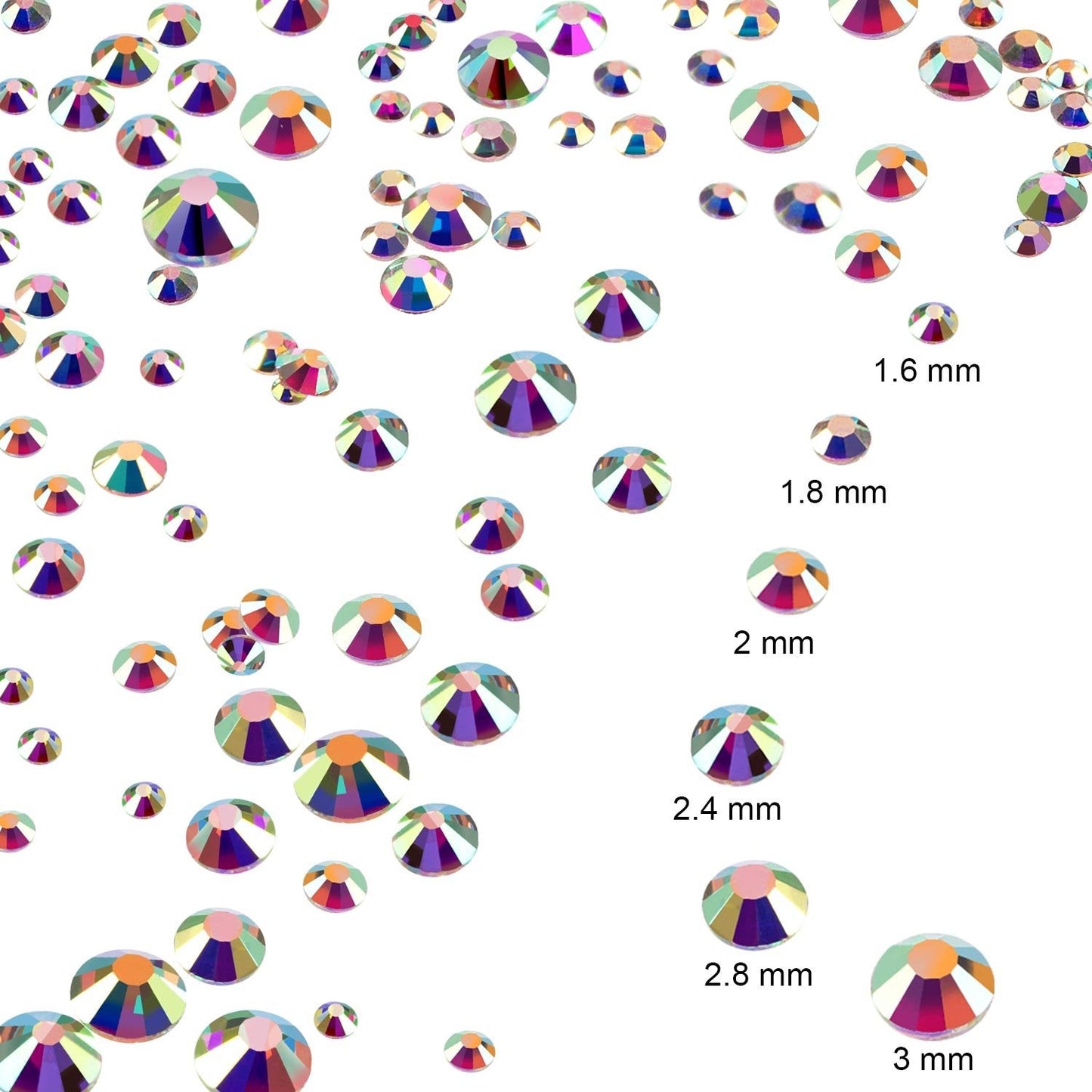 Bememo 3456 Pcs Crystals Diamond Rhinestones AB Clear Flat Back Round Gems Flatback Glass Mixed Size Crystals Gems for Crafts Clothes Shoes Makeup Beauty & Personal Care Bememo