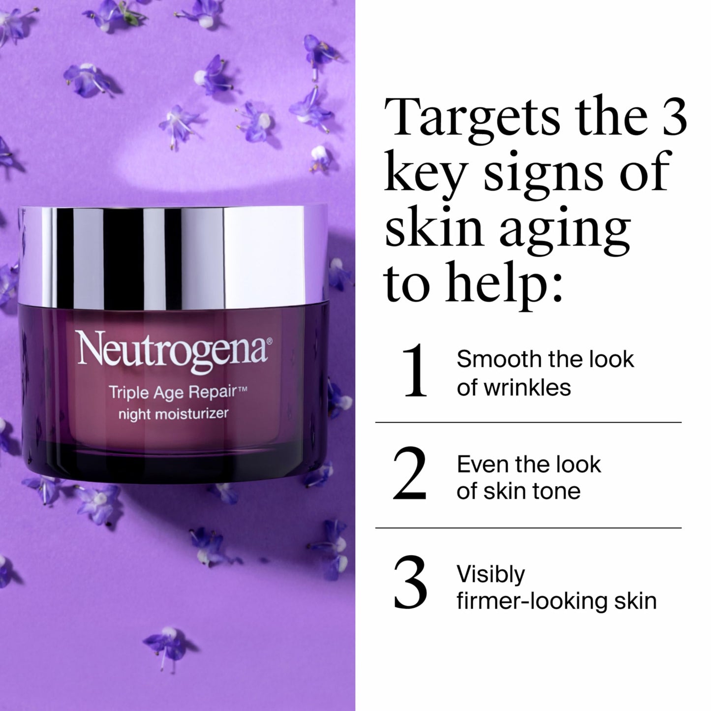 Neutrogena Triple Age Repair Night Face Moisturizer - with Hexinol Technology & Vitamin C, Anti-Wrinkle Face Cream, Visibly Reduces the look Wrinkles Beauty & Personal Care Neutrogena