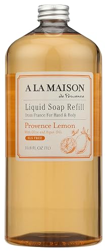 A LA MAISON Provence Lemon Liquid Hand Soap 33.8 Fl Oz Refill Bottle - Natural Hand Wash Made with Essential Oils - Biodegradable, Plant-Based, Vegan Beauty & Personal Care A LA MAISON