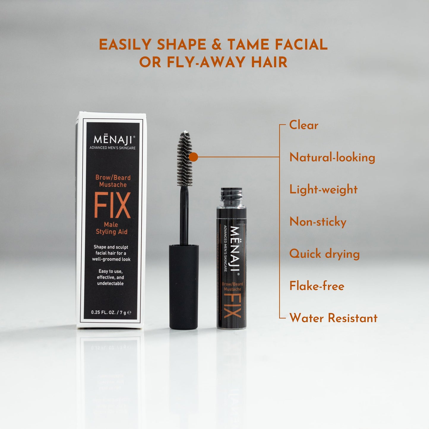 ME?NAJI The Fix - Mens Beard and Brow Gel - Hold and Setting Gel with Spiral Brush - Long Lasting - Keep Facial Hair in Place - 0.25 Oz Beauty & Personal Care Menaji