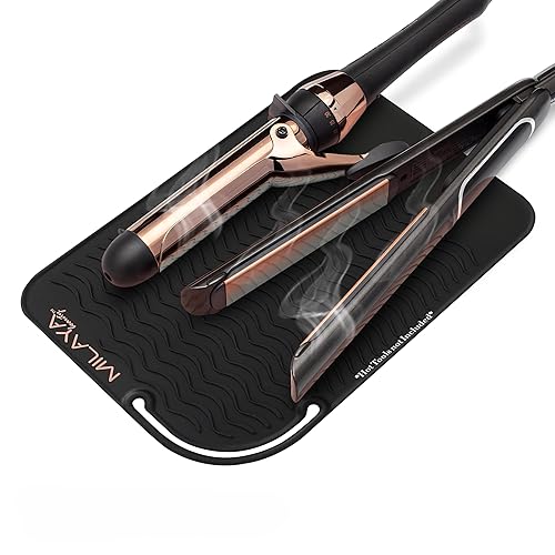Milaya Beauty Vanity Accessories Heat Resistant Mat - Silicone Flat Iron & Curling Iron Holder, Non-Slip Vanity Mat & Hot Tool Mat for Home, Salon, or Beauty & Personal Care Milaya Beauty