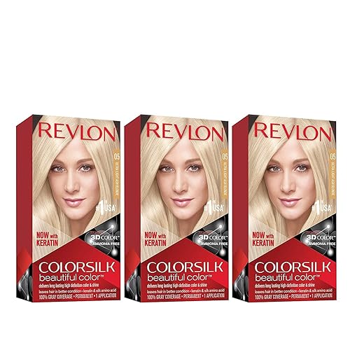 Revlon Colorsilk Beautiful Color Permanent Hair Color, (OLD VERSION) 05 Ultra Light Ash Blonde (Pack of 3) Beauty & Personal Care REVLON