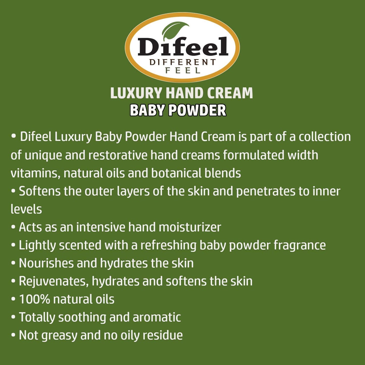 Difeel Intensive Moisturizing Hand Cream - Baby Powder 1.4 ounce (2-Pack) Beauty & Personal Care Difeel