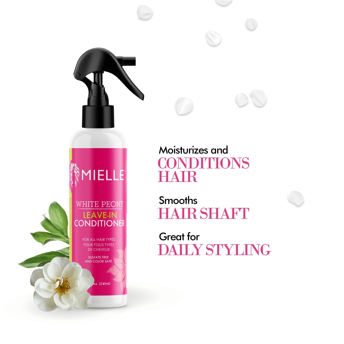 Mielle Organics White Peony Leave-In Conditioner Spray - Ultra-Moisturizing Detangler for Curly & Natural Hair - Frizz Control & Moisture Seal Beauty and Personal Care Mielle Organics