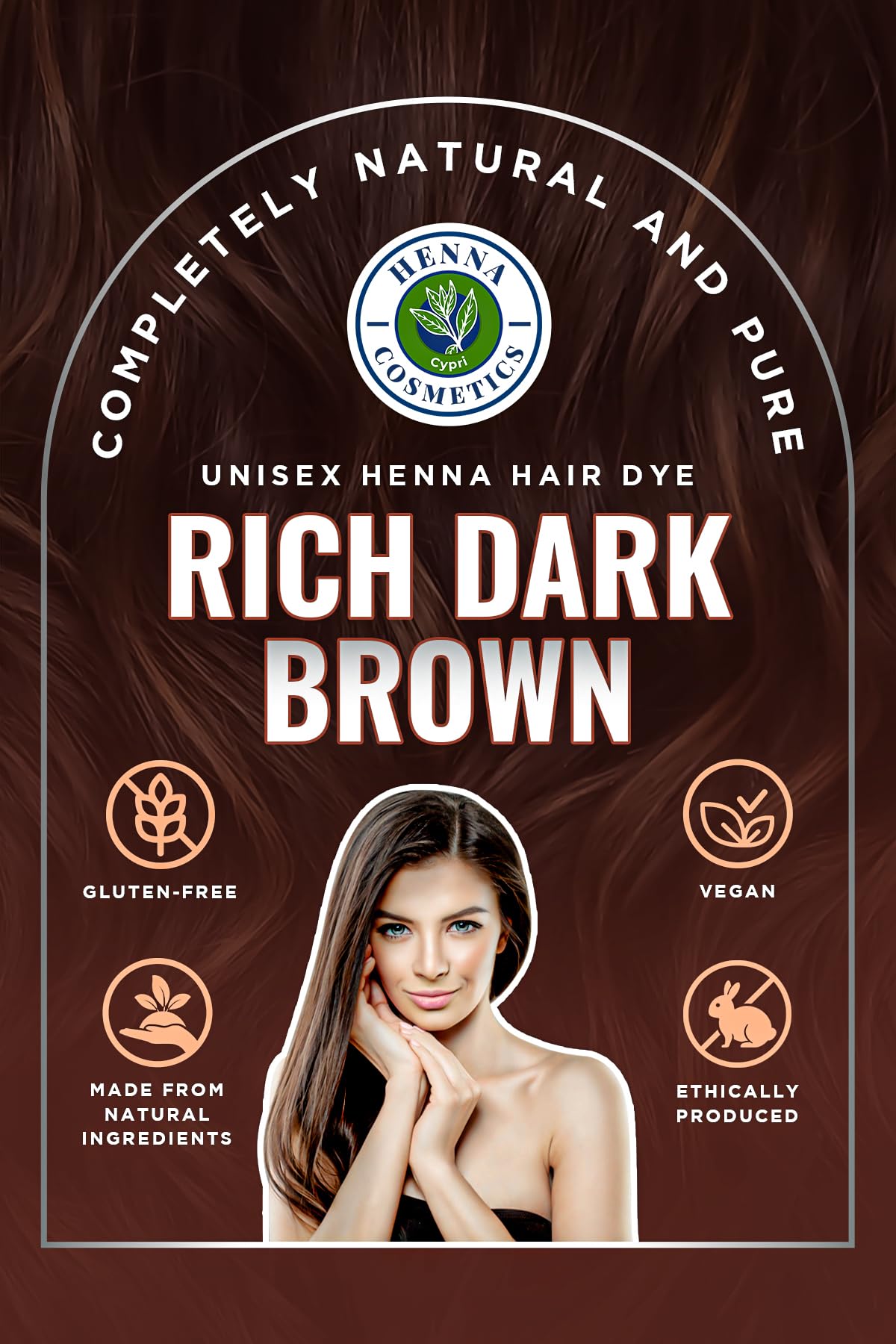 Henna Cosmetics Cypri Natural Henna Hair Color Dye, 100% Pure Henna Powder for Hair Growth Organic (Dark Brown, 100 Gr + Free 50 Gr.) Beauty & Personal Care HENNA COSMETICS CYPRI