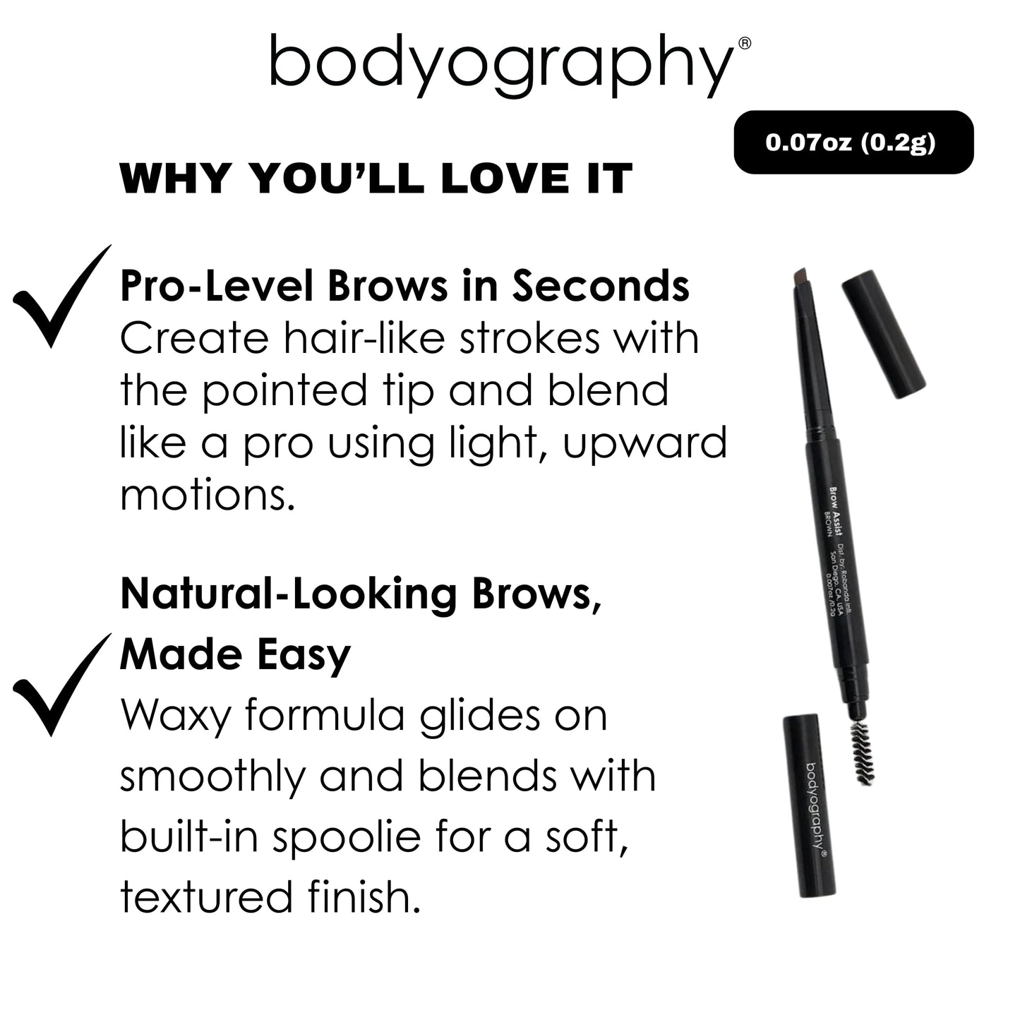 Bodyography Brow Assist - Taupe | Triangular Tip Eyebrow Pencil for Women with Built-In Spoolie | Defines, Fills & Shapes Brows | Mineral-Based Beauty & Personal Care Bodyography