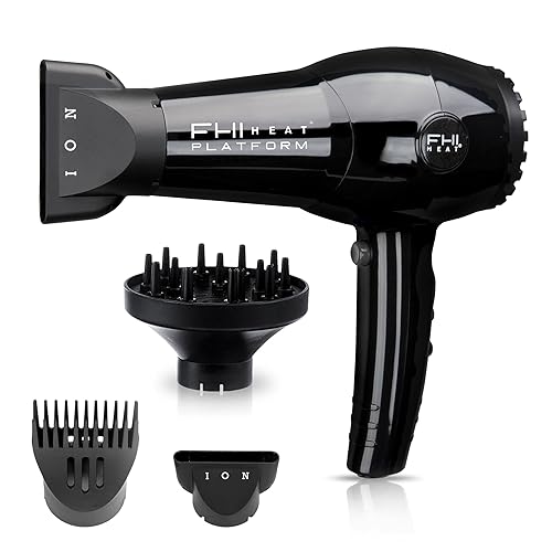 FHI HEAT Platform Nano Lite Pro 1900 Turbo Tourmaline Light Weight Ceramic Quick Dry Hair Dryer with 3 Piece Attachment Set, Black Beauty & Personal Care FHI Heat