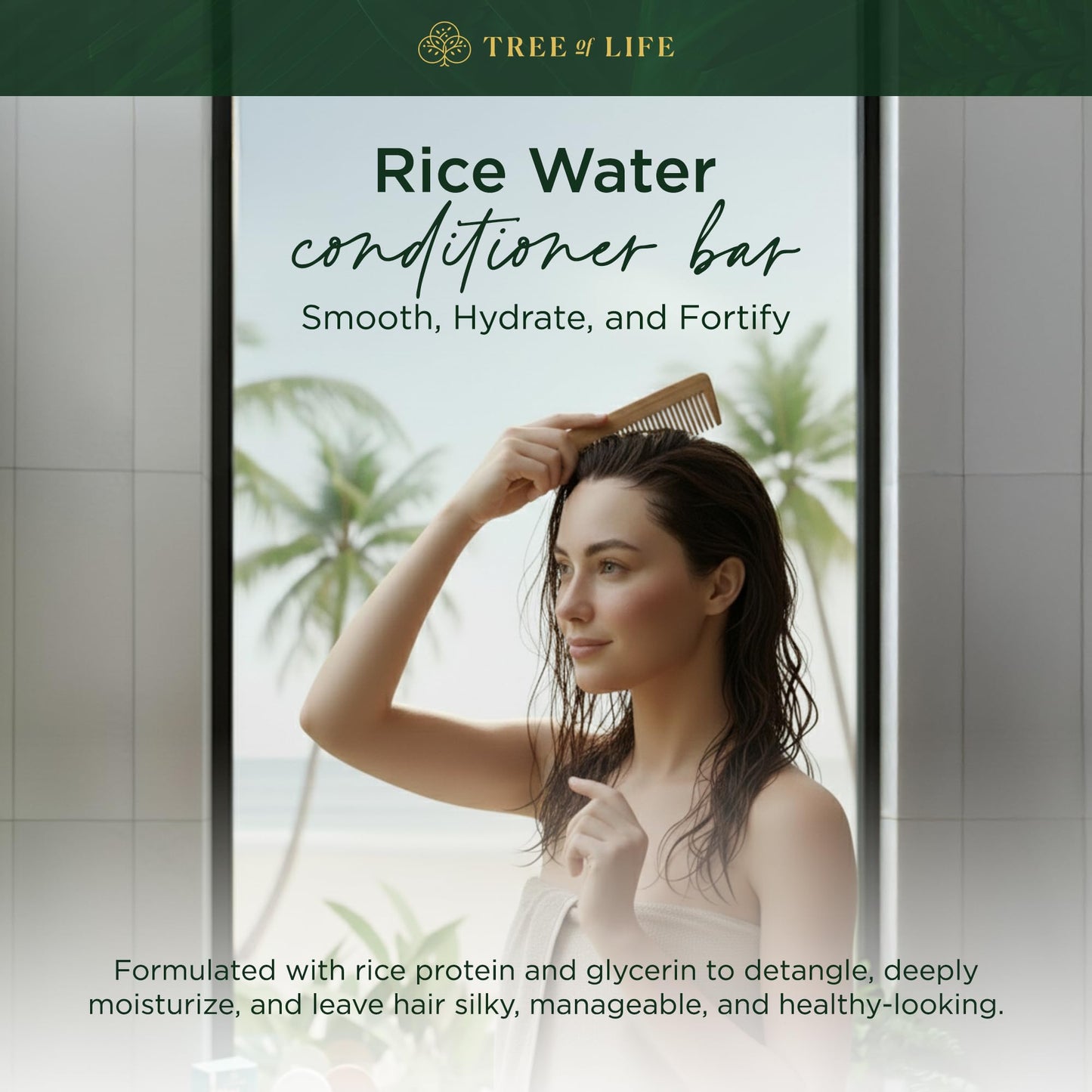Tree of Life Rice Water Shampoo Bar and Conditioner Bar Set - Sulfate Free Hair Care That Strengthens, Repairs, and Delivers Frizz Control with Silky Beauty & Personal Care Tree of Life