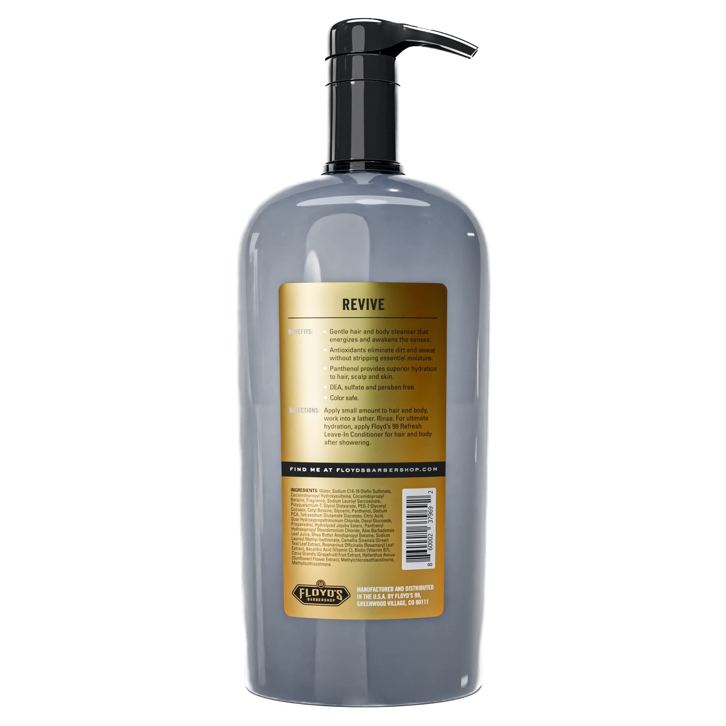Floyd's 99 Revive 3 in 1 Men's Body Wash - Men's Shampoo, Body Wash, & Face Wash All-in One - Triple Action Formula - Moisturizing - 33 oz. Beauty & Personal Care Floyd's 99