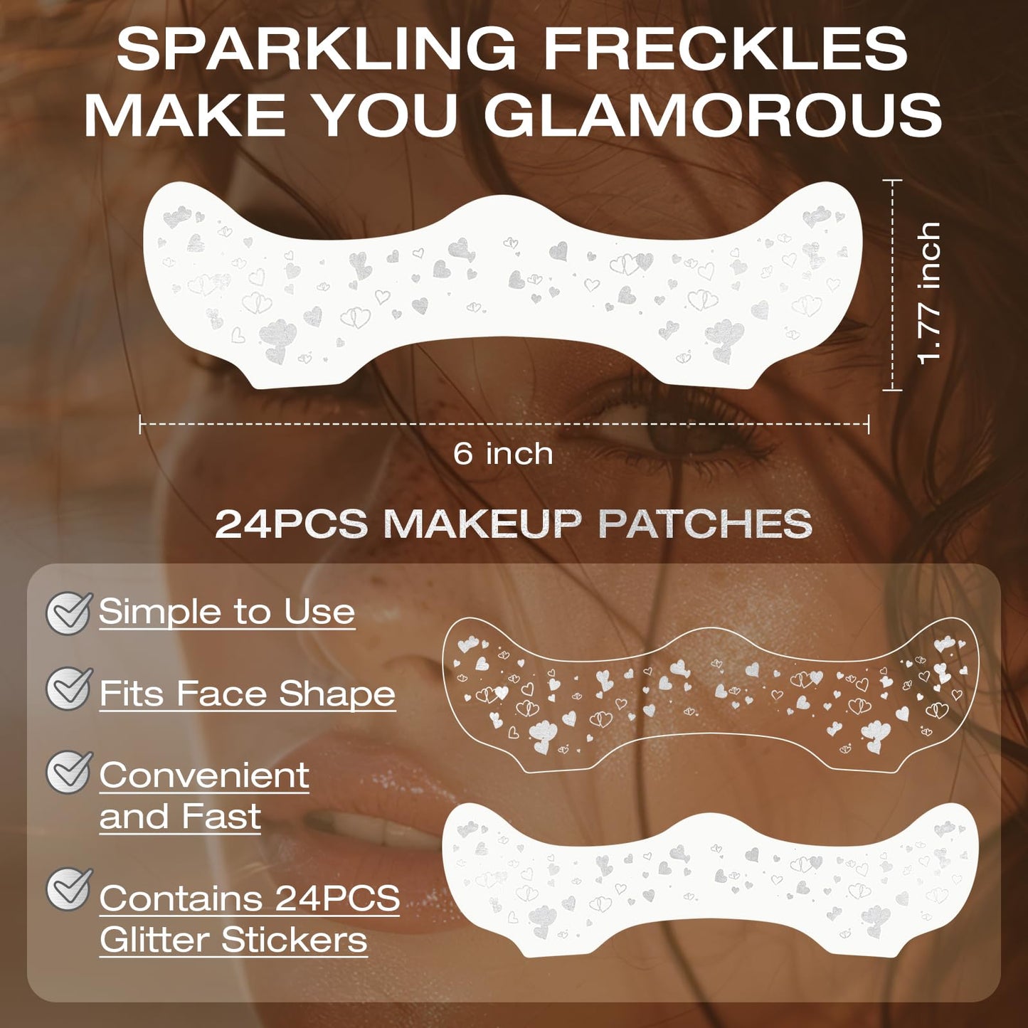 Leterly 24 Pcs Glitter Freckles Face Tattoo,Silver Face Glitter Makeup Patches Cute Sparkle Freckles Patches Waterproof Makeup Speckles for Face Beauty & Personal Care Leterly