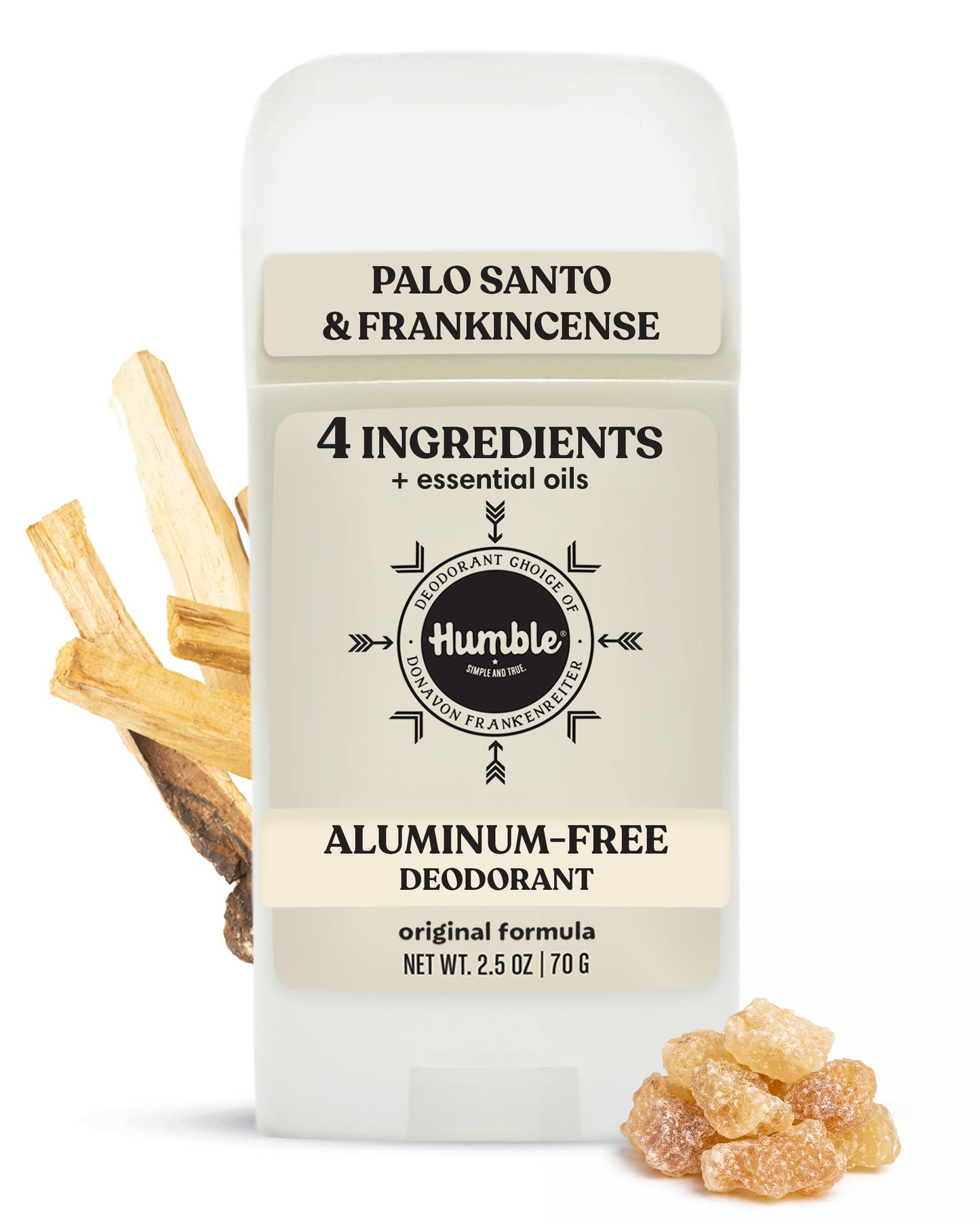 Humble Aluminum-Free Deodorant for Women & Men, Palo Santo & Frankincense - Clean & Fresh Natural Deodorant Stick with Essential Oils for Long-Lasting Beauty and Personal Care HUMBLE SIMPLE AND TRUE.