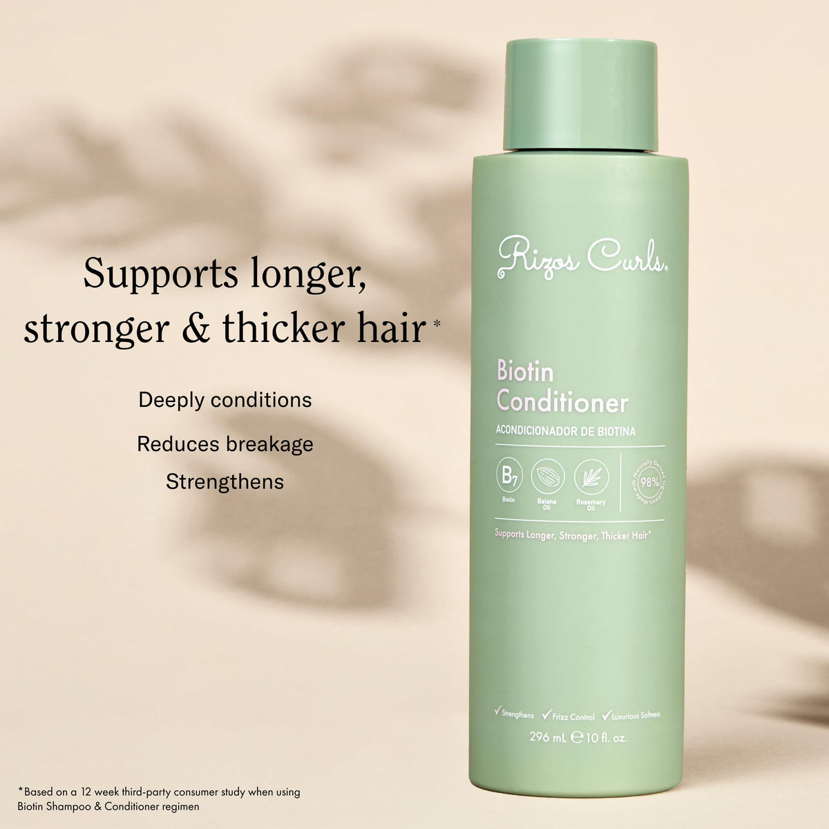 Rizos Curls Biotin Conditioner - Deeply Moisturize & Reduce Breakage with Biotin, Coconut Oil & Aloe Vera - Softens & Detangles All Hair Types