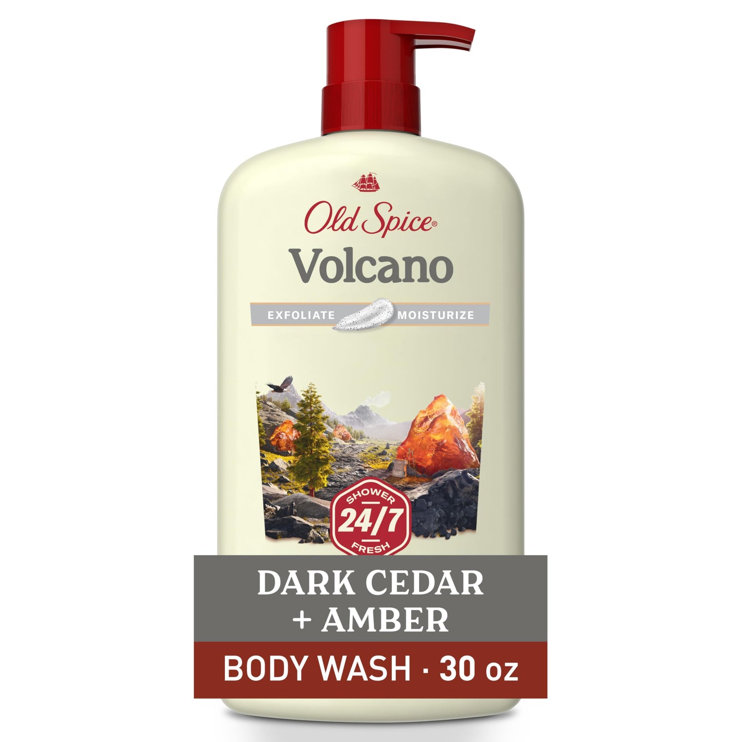 Old Spice Cleansing Body Wash for Men, 24/7 Shower Fresh with Lasting Scent, Exfoliate & Moisture, Gentle on Skin, Vitamin B3, Volcano with Dark Cedar Beauty & Personal Care Old Spice