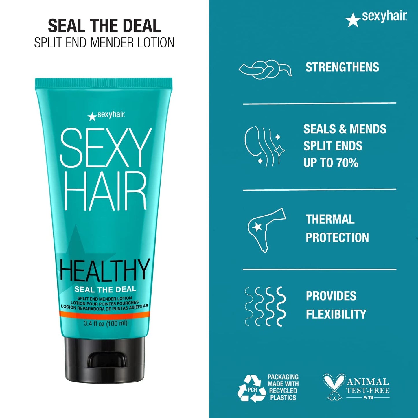 SexyHair Healthy Seal the Deal Split End Mender Lotion, 3.4 Oz, Mends Split Ends, All Hair Types Beauty & Personal Care SexyHair