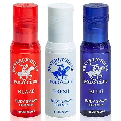Beverly Hills Polo Club Men's Body Spray Collection - 3 x 3oz Designer Cologne Gift Set for Everyday Freshness & Travel Beauty & Personal Care Beverly Hills Polo Club