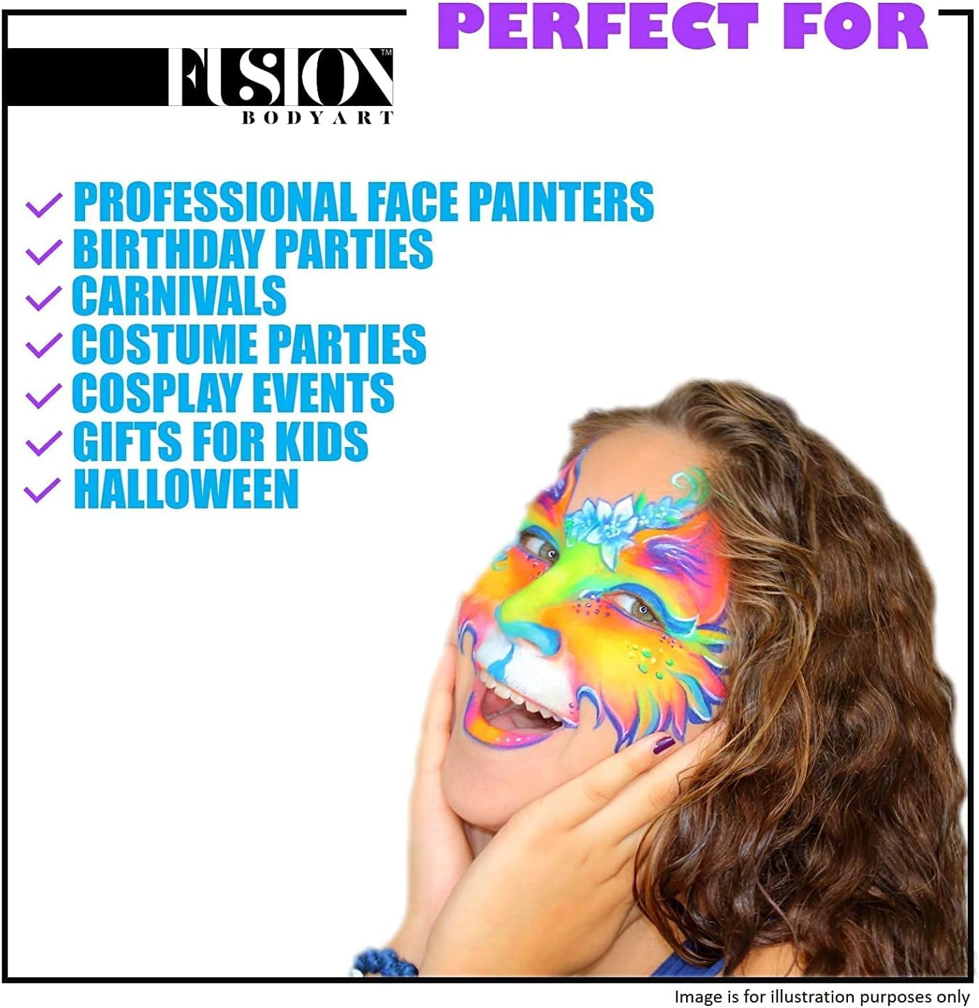 Fusion Body Art Face Paint | PRO Paraffin White (32gm), Professional Quality Water Activated Face and Body Paint Supplies Single Makeup Cake Beauty & Personal Care FUSION BODY ART