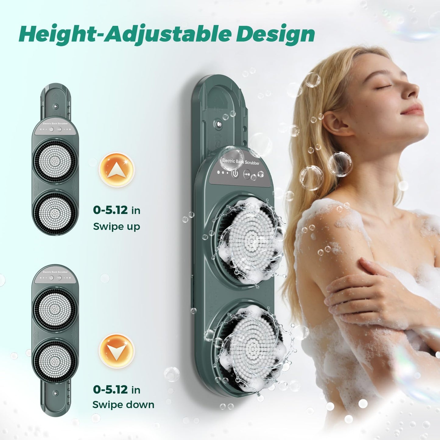 Electric Back Scrubber for Shower - Wall Mounted Exfoliating Brush, Hands-Free Automatic Body Scrubber, 3-Speed Adjustment with 2 Spin Skin Bath Brush Beauty and Personal Care JangwaNN