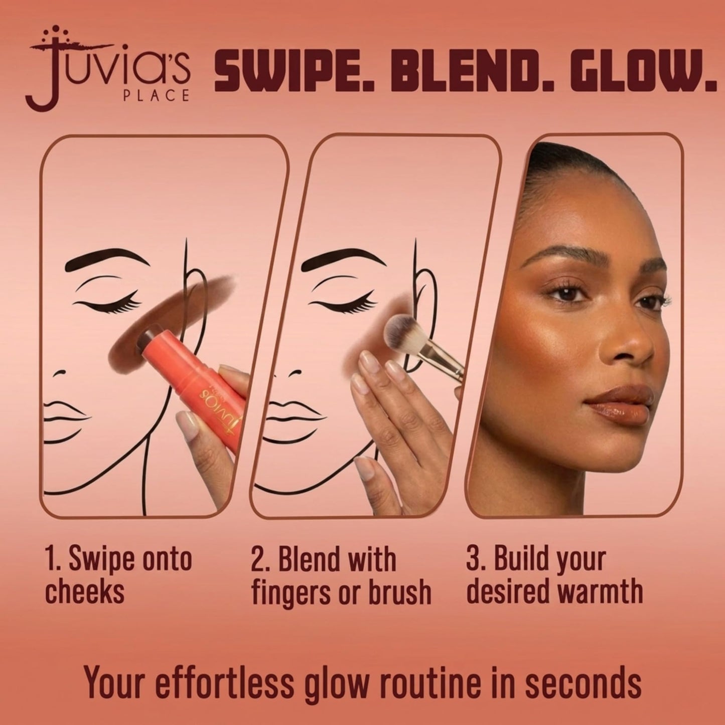 Juvia's Place Blushed Blonzing Stick - Spiced Rum - 2-in-1 Cream Bronzer & Blush Stick for Face - Buildable, Blendable Formula for a Sculpted, Radiant Beauty & Personal Care Juvia's Place