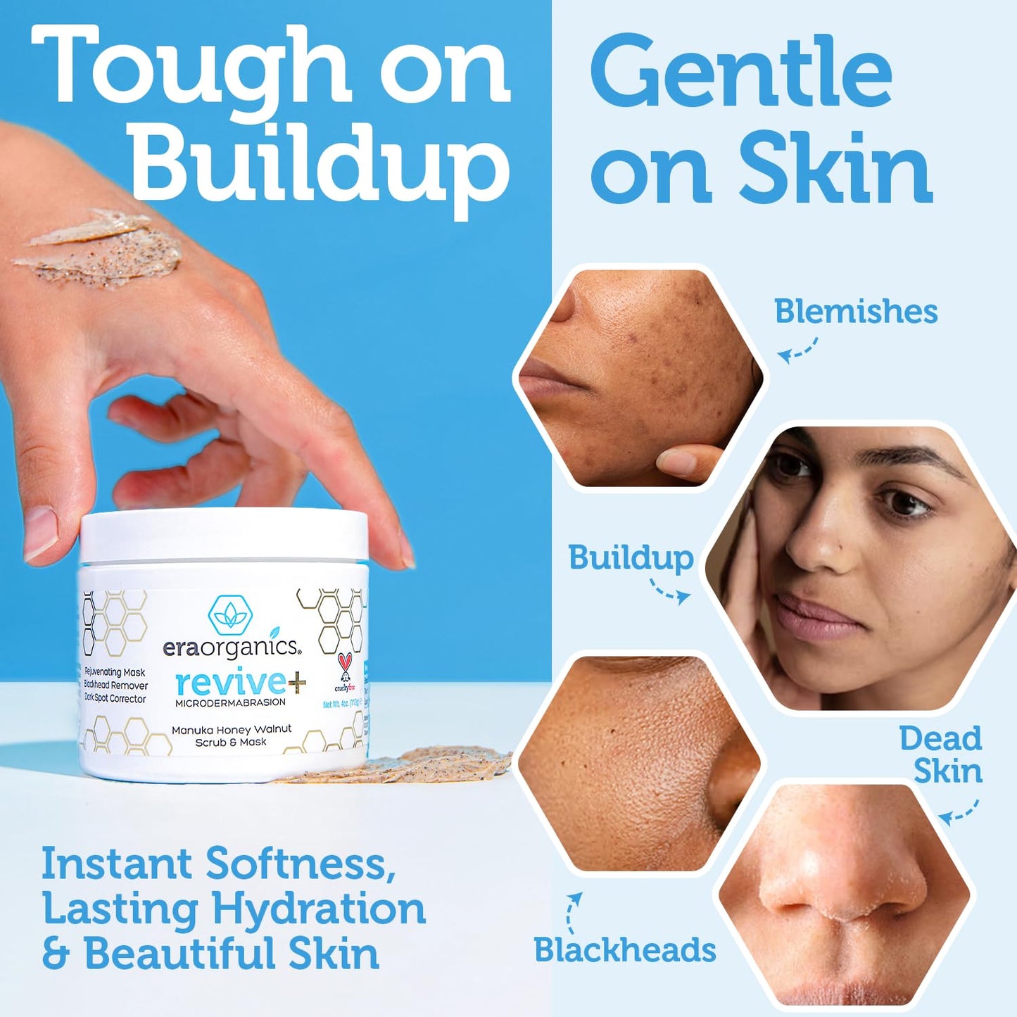 Manuka Honey Exfoliating Face Scrub - Gentle Microdermabrasion Face Exfoliator to Help Smooth, Soften & Balance with Moisturizing Organic Superfoods Beauty and Personal Care Era Organics