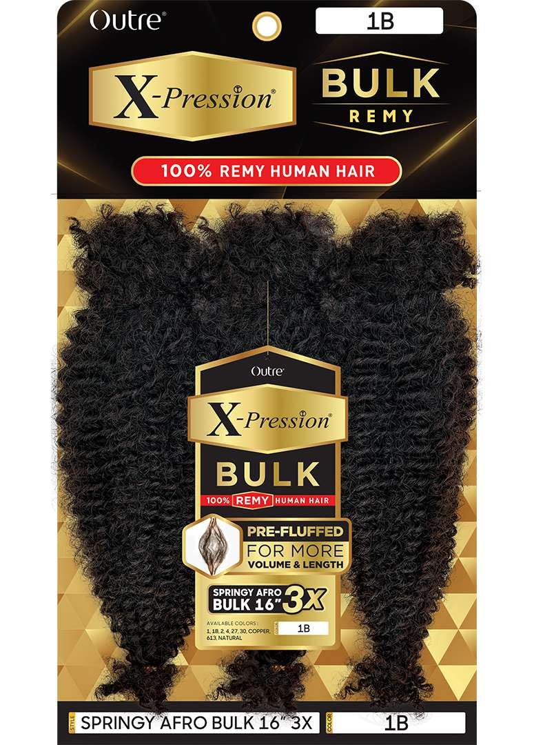 Outre X-Pression Human Bulk - Springy Afro Bulk 16" 3X (OFF BLACK 1B)