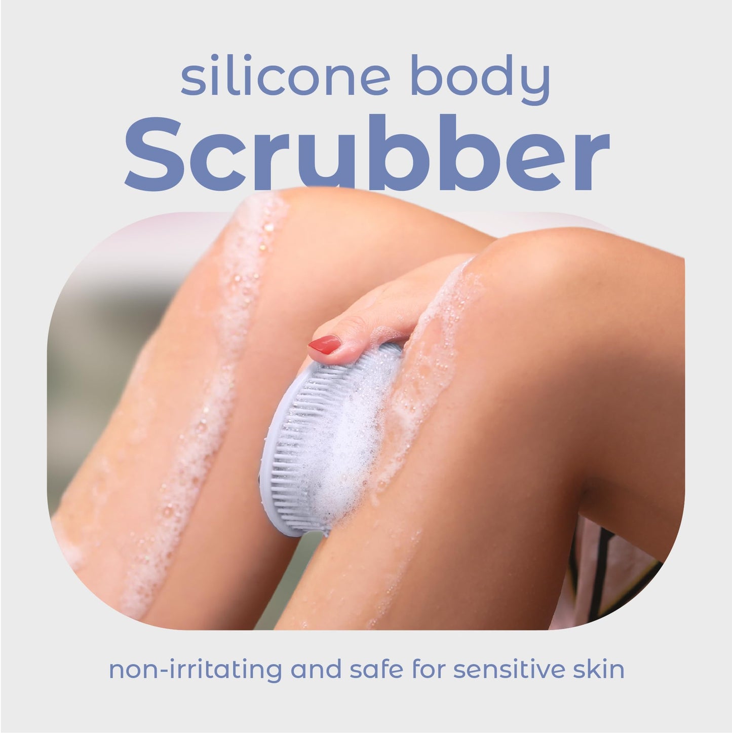 MainBasics Silicone Body Scrubber Dual-Sided Shower Loofah and Exfoliator (Frosted Sky, Exfoliate) Beauty & Personal Care MainBasics