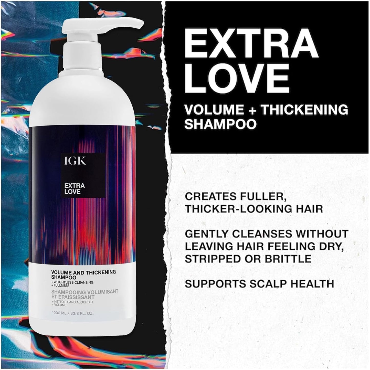 IGK EXTRA LOVE Volume & Thickening Shampoo & Conditioner Set | Volume + Scalp Balance + Oil Balance | Vegan + Cruelty-Free | 33.8 oz (Pack of 2) Beauty & Personal Care IGK
