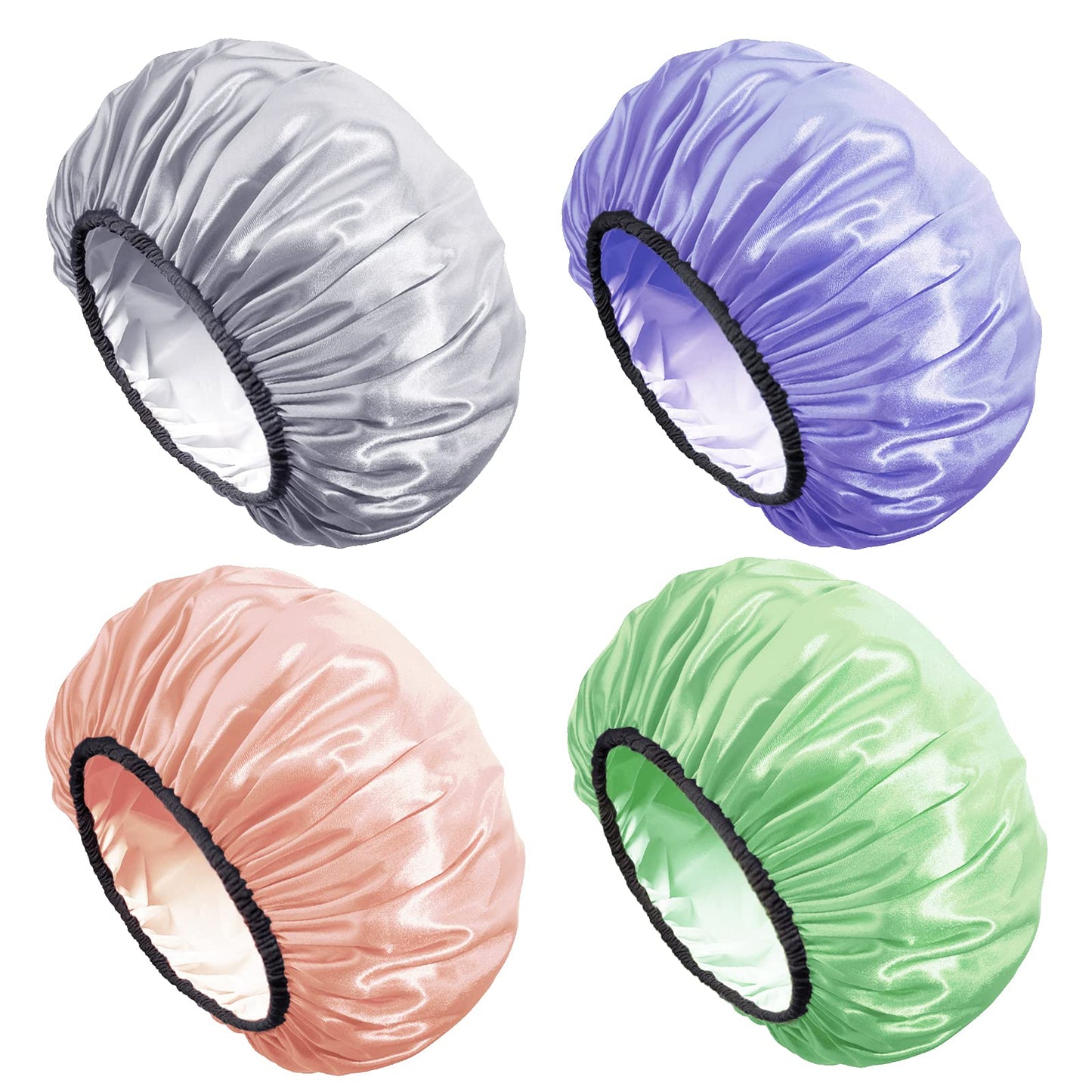 Aquior Shower Cap,Shower Caps for Women Long Hair,Silky Satin Hair Bonnet Reusable Bathing Cap,Extra Large for All Hair Length,4 Colors Beauty & Personal Care Aquior