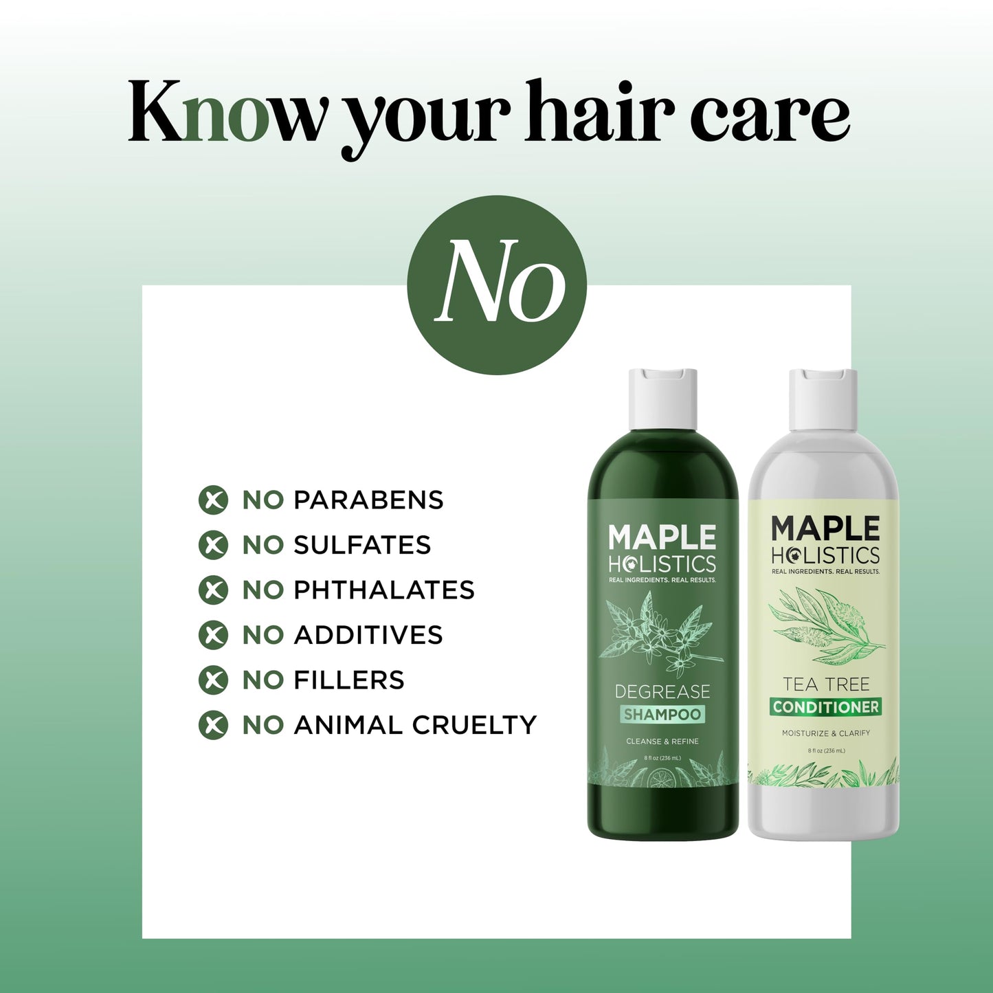 Shampoo and Conditioner for Oily Hair and Scalp - Sulfate and Paraben Free Shampoo and Conditioner Set for Oily Hair Care with Deep Cleansing Tea Tree Beauty & Personal Care Maple Holistics