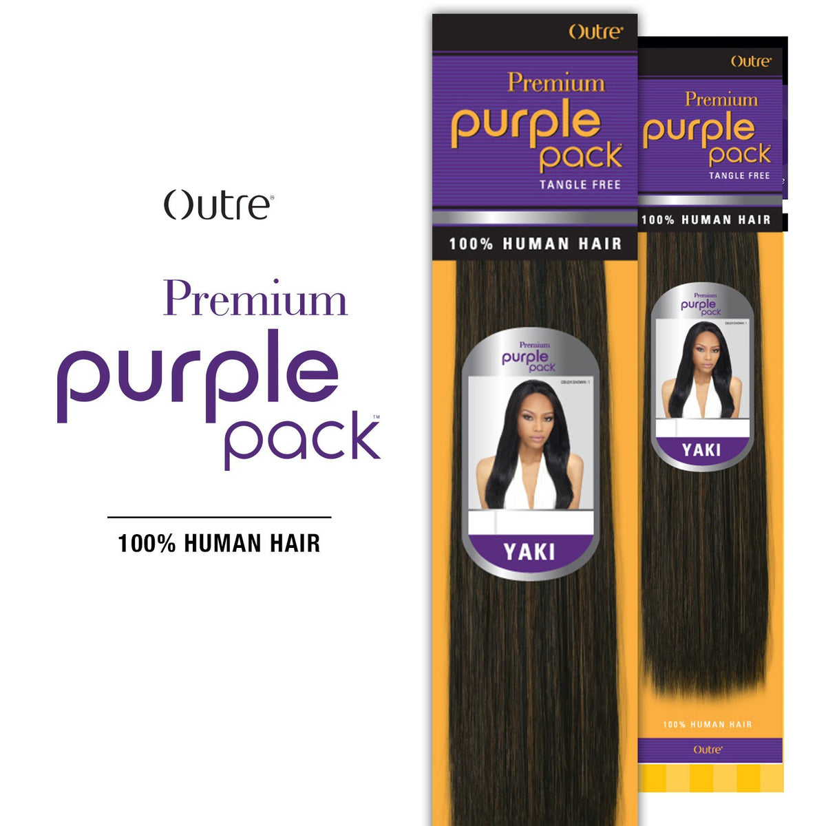 2-PACK DEALS ! Outre Human Hair Weave Premium Purple Pack Yaki (18", 1B)