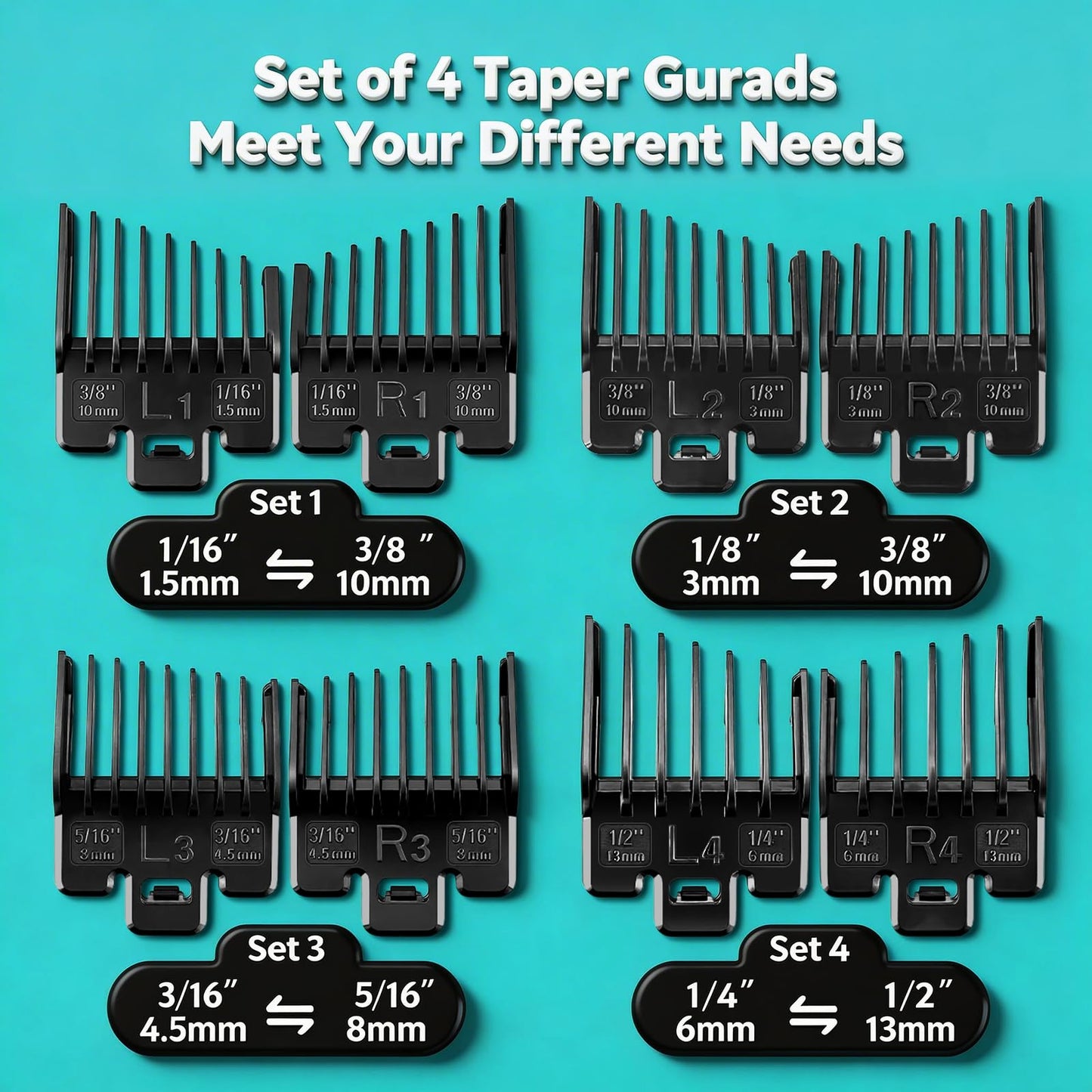 Fade Guide Set Compatible with Most Wahl Clippers, Taper Guards Replacement 4 Sets, Black Color Beauty and Personal Care LAVEST