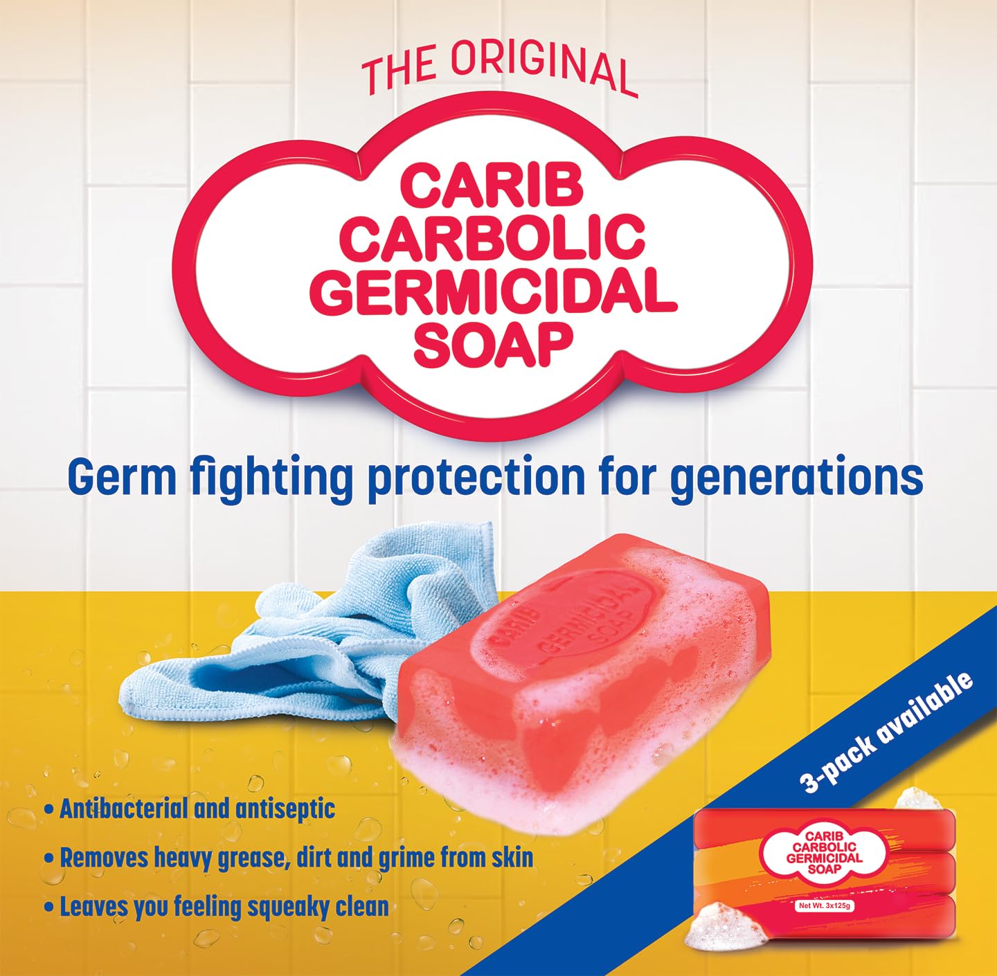 Kendel Carib Carbolic Antiseptic Soap Bar - Natural Scented Red Soap, Deodorizing & Germ Protection - Antibacterial Bar for Skin Care, 3.5 oz Beauty & Personal Care Kendel