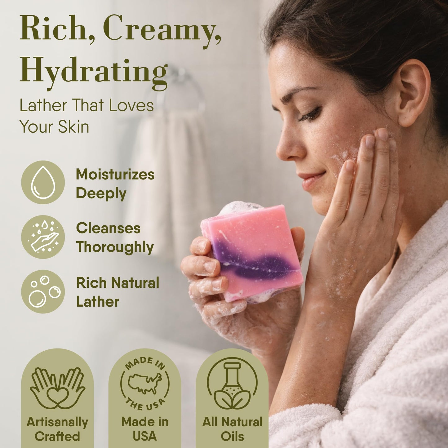 360 Feel - Floral Bar Soap Set - Made in the USA - Castile Handmade All Natural Cold Processed - Infused with Lavender, Lilac , Hydrangea & Petal Beauty & Personal Care 360Feel